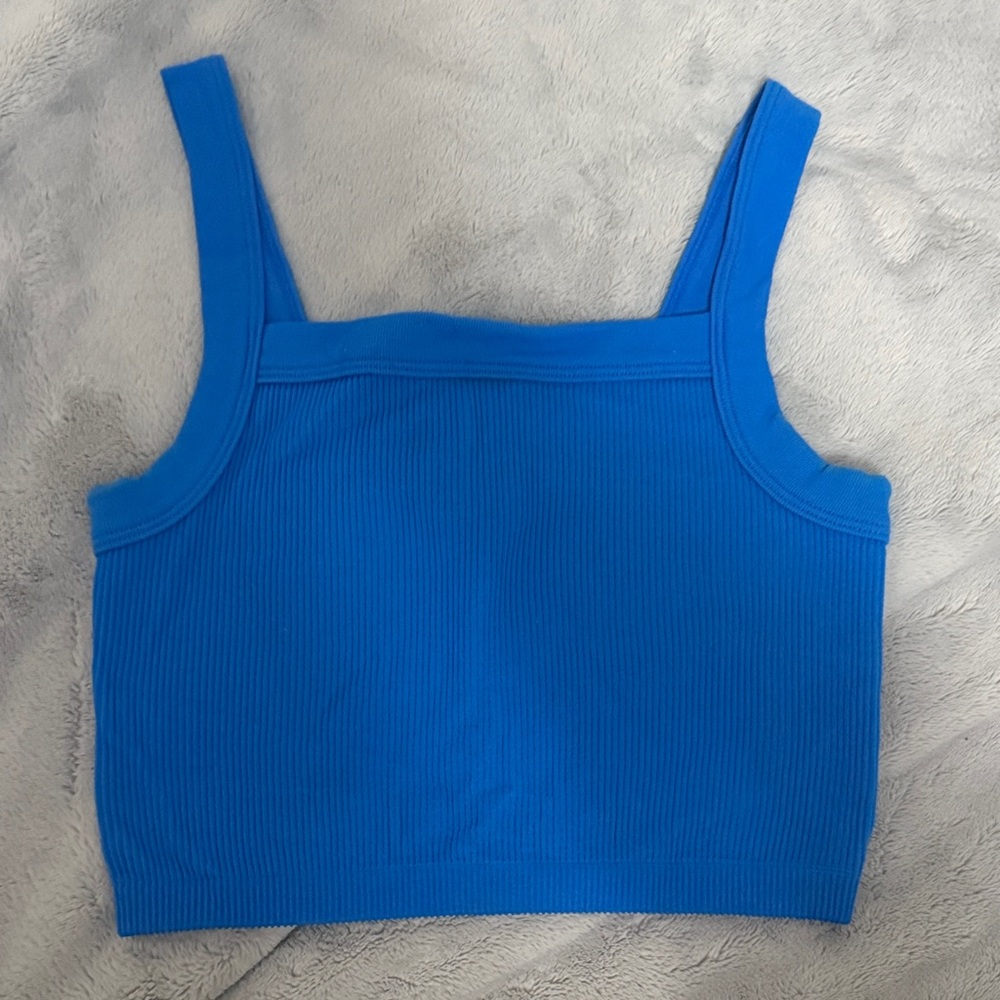 Blue Ribbed Women's Top